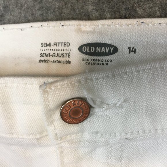 Old Navy Shorts 14 32 Women Semi Fitted Cuffed Mid Rise Jean Denim White Stretch - Picture 3 of 12